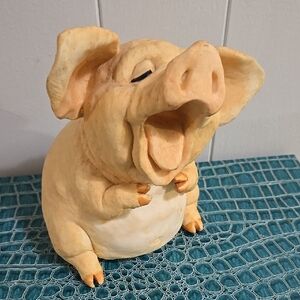 Ceramic Pig Coin Bank - Cream and Tan Home Accent